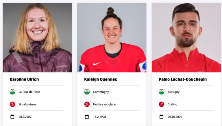 JO 2026 avec Caroline Ulrich Kaleigh Quennec et Pablo Lachat-Couchepin athletes vaudois